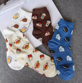 Illustration Of Cookies, Food Patterns, Blue Socks, Children - Fashionner